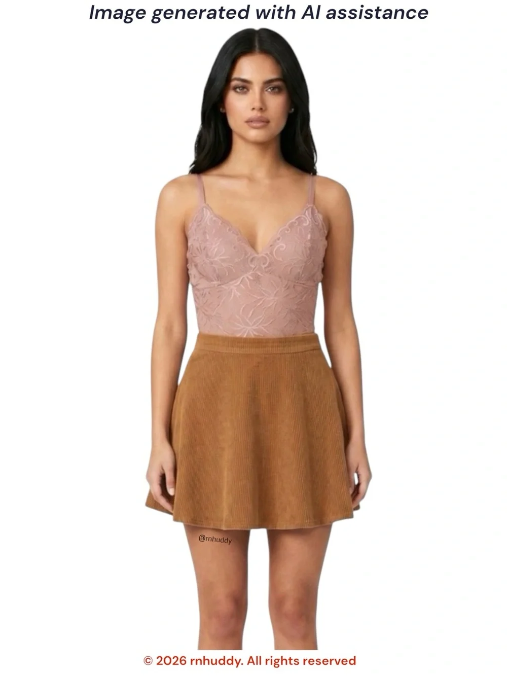 American Apparel S tan corduroy skater circle skirt